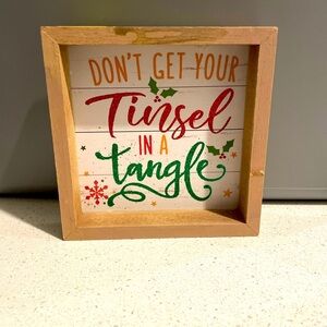 Don’t get your tinsel in a tangle Christmas wood block decor